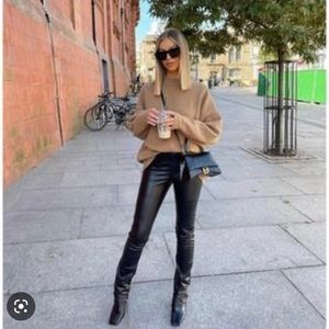 ZARA Black High Rise Leather Pants